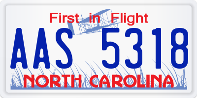 NC license plate AAS5318