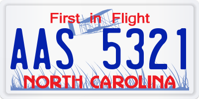 NC license plate AAS5321