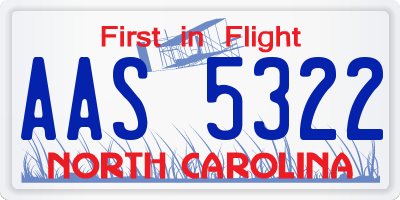 NC license plate AAS5322