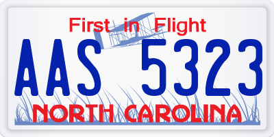 NC license plate AAS5323