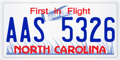 NC license plate AAS5326