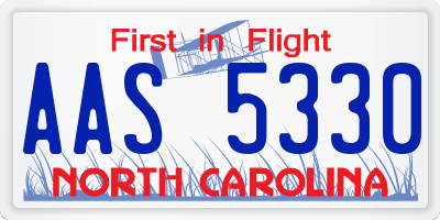 NC license plate AAS5330