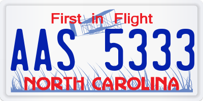 NC license plate AAS5333