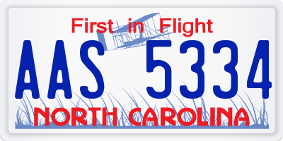 NC license plate AAS5334
