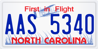 NC license plate AAS5340