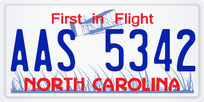 NC license plate AAS5342