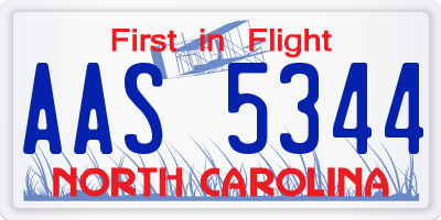 NC license plate AAS5344