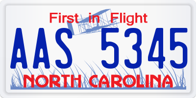 NC license plate AAS5345