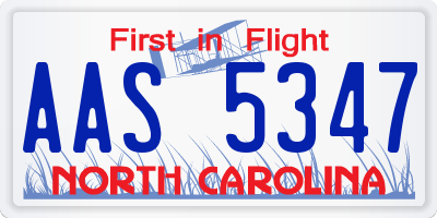 NC license plate AAS5347
