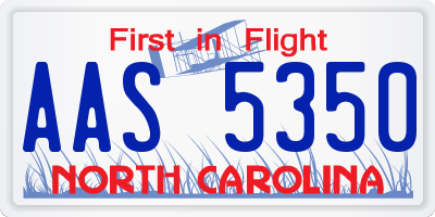 NC license plate AAS5350