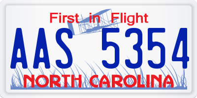 NC license plate AAS5354