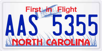 NC license plate AAS5355
