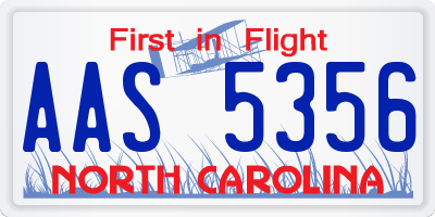 NC license plate AAS5356