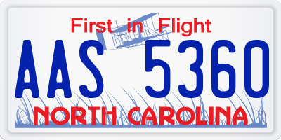 NC license plate AAS5360