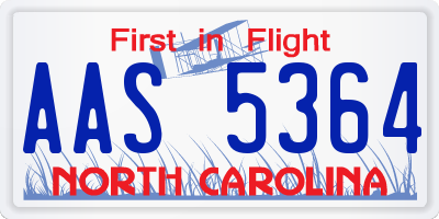 NC license plate AAS5364