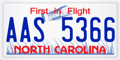 NC license plate AAS5366