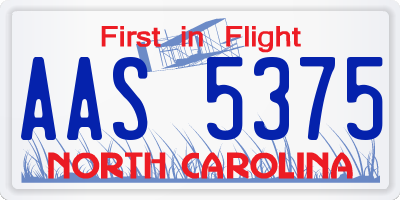NC license plate AAS5375