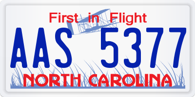 NC license plate AAS5377