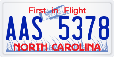 NC license plate AAS5378