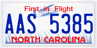 NC license plate AAS5385