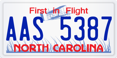 NC license plate AAS5387
