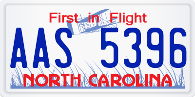 NC license plate AAS5396