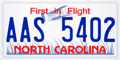 NC license plate AAS5402