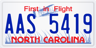 NC license plate AAS5419
