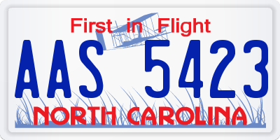 NC license plate AAS5423