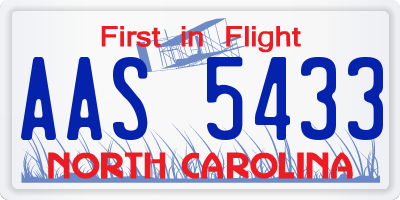 NC license plate AAS5433