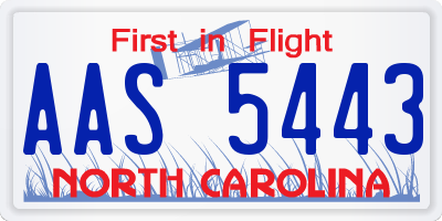 NC license plate AAS5443