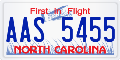 NC license plate AAS5455