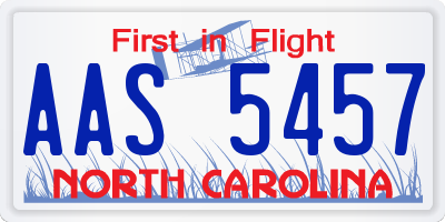 NC license plate AAS5457