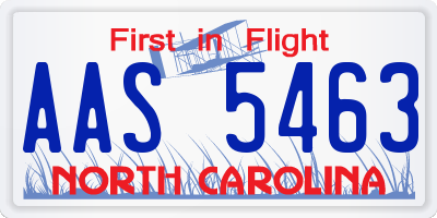 NC license plate AAS5463