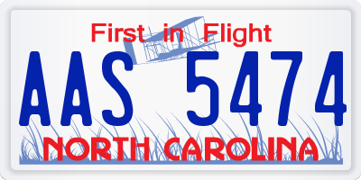 NC license plate AAS5474