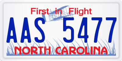 NC license plate AAS5477