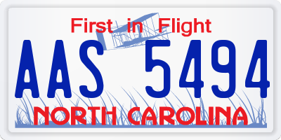 NC license plate AAS5494