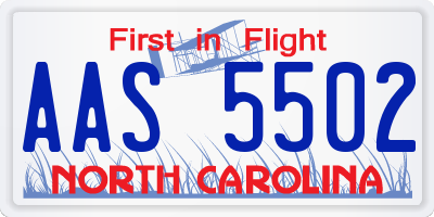 NC license plate AAS5502