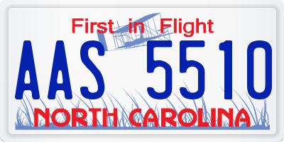 NC license plate AAS5510