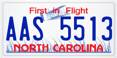 NC license plate AAS5513