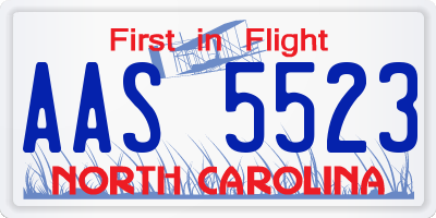 NC license plate AAS5523