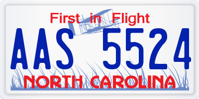 NC license plate AAS5524