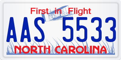 NC license plate AAS5533