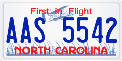 NC license plate AAS5542