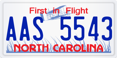 NC license plate AAS5543