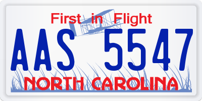 NC license plate AAS5547