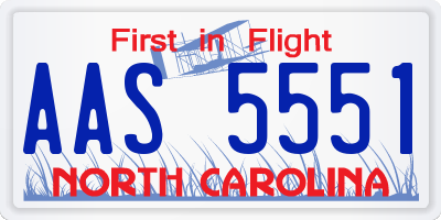 NC license plate AAS5551