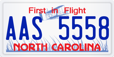 NC license plate AAS5558
