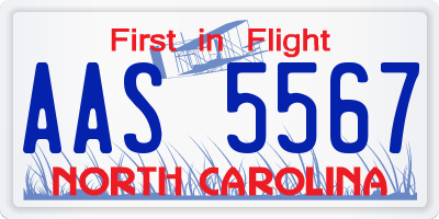 NC license plate AAS5567