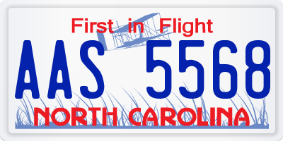 NC license plate AAS5568
